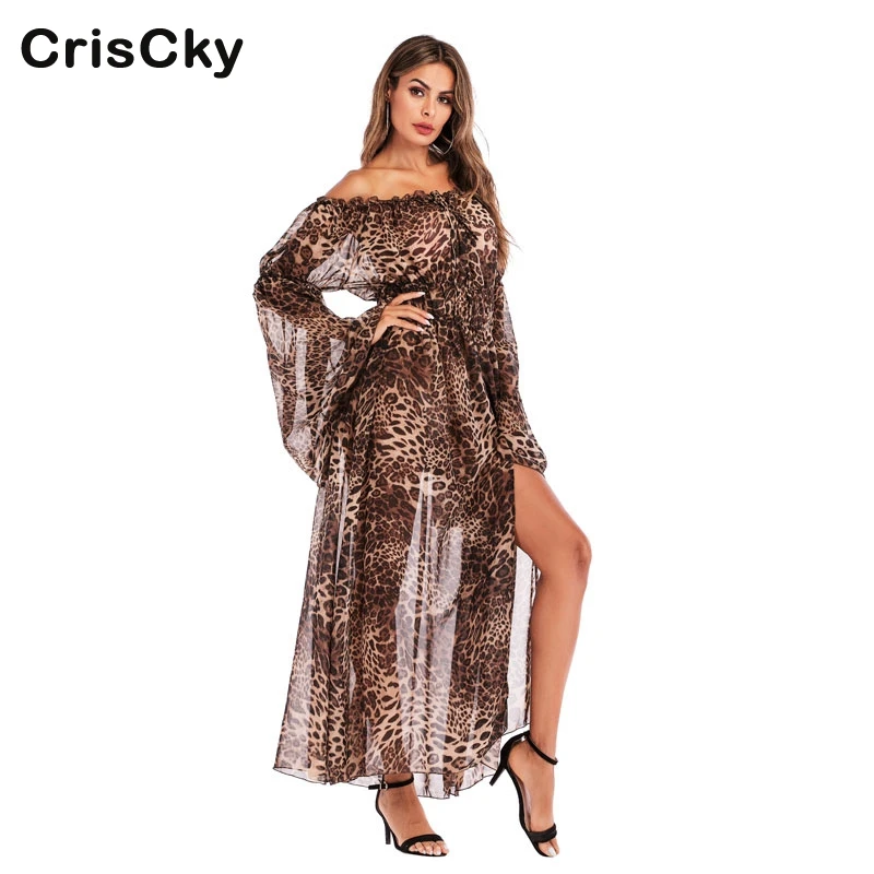 CRISCKY 2019 женские платья Для Женщин Слэш шеи оборки открытые плечи с разрезом