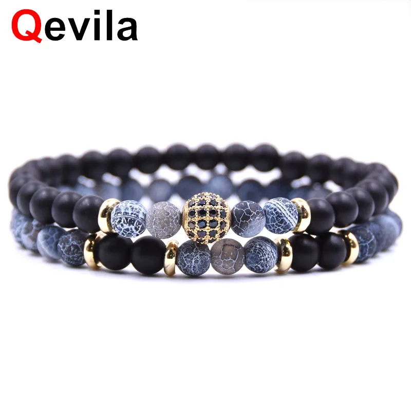 Браслет Qevila из натурального камня 2 шт./компл. 8 мм|Гибкие и жесткие браслеты| |