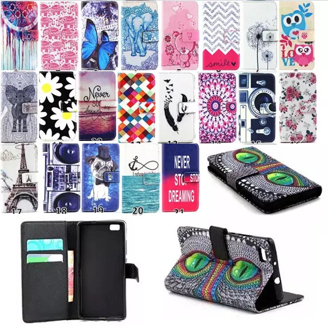 Лидер продаж! Чехол-книжка для Huawei P8 lite из искусственной кожи с цветными