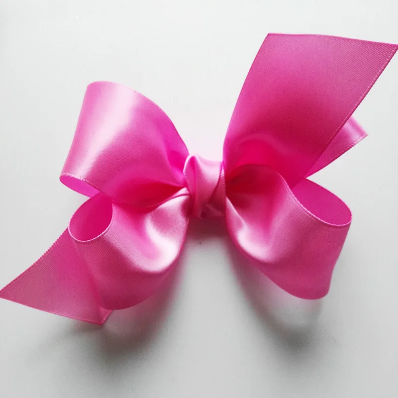 korean pink 2 шт., 5 дюймов, атласные шпильки ленточный бантик, большой ободок для волос, банты для украшения для волос для девочек, детские заколки для волос, Аллигатор - Цвет: korean pink