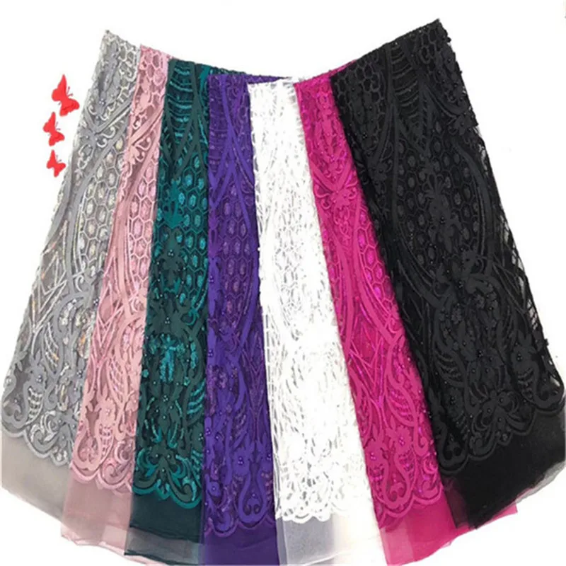 Серая зеленая розовая сетчатая кружевная ткань 2019 Высококачественная