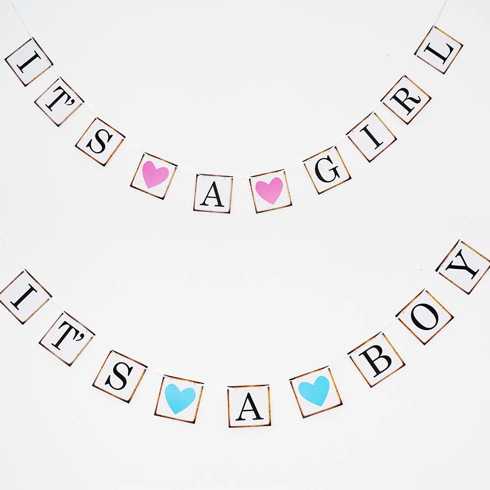 Баннеры бумажные 3 м It's A Boy Girl Декорации для первого дня рождения и крещения