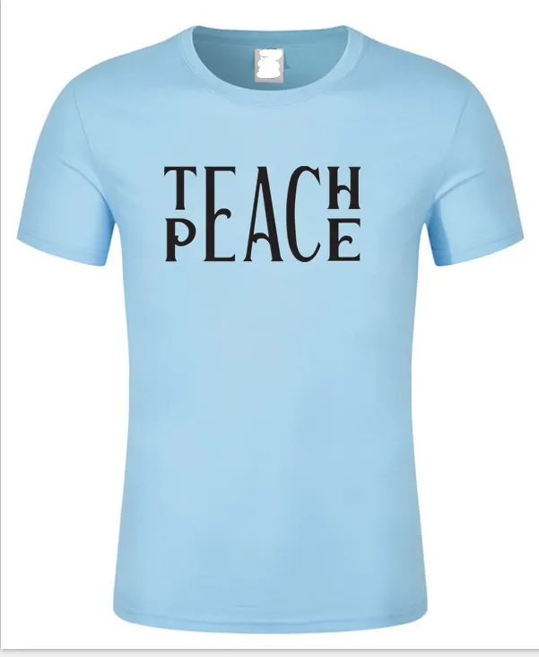 2018 Teach Peace print Мужская футболка хлопок хип хоп топ тройники | одежда