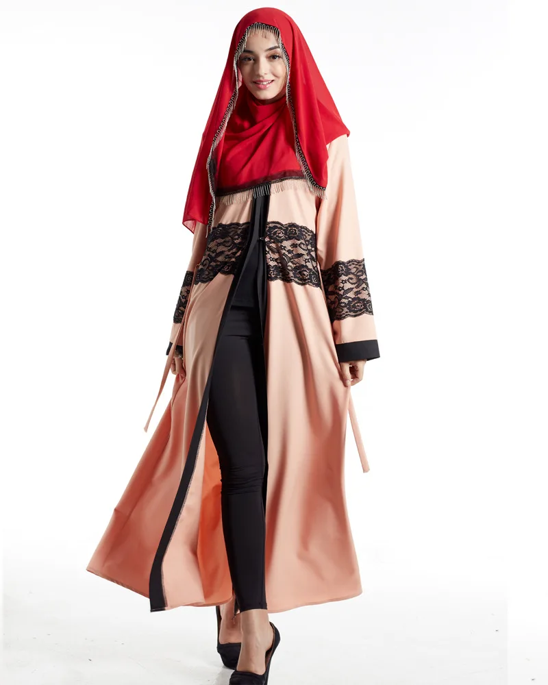 

2016 Lace New Islamic Outwear Arab Garment Cardigan Turkey Middle East Muslim Women Dress Fashion Large Size