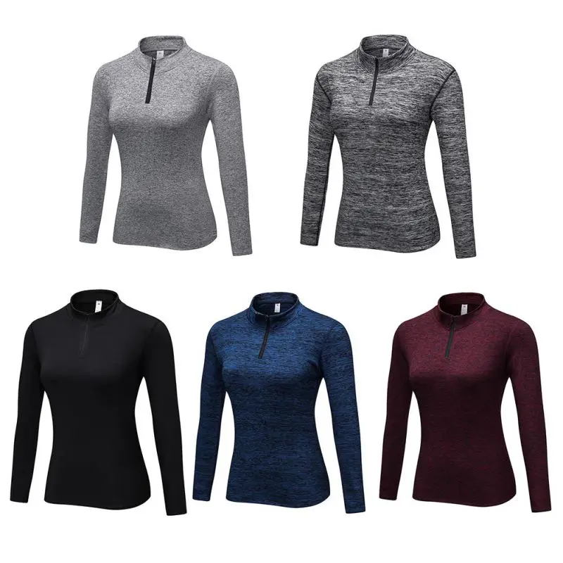 Riding Fitness sportswear Slim plus Women o-collar solid color long-sleeved sports quick-dry | Спорт и развлечения