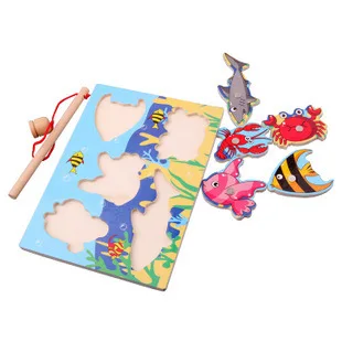 Деревянная Магнитная игра для рыбалки детские игрушки магнитная рыба Детская