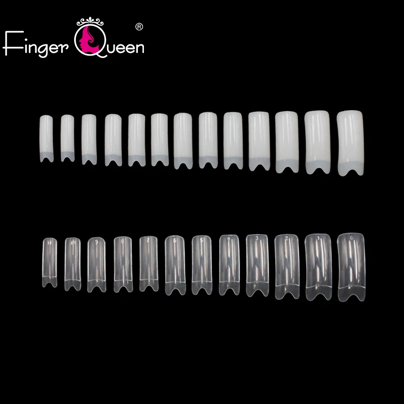 FingerQueen 100 шт. + коробка балетки полу накладные ногти натуральный/прозрачный гроб ABS