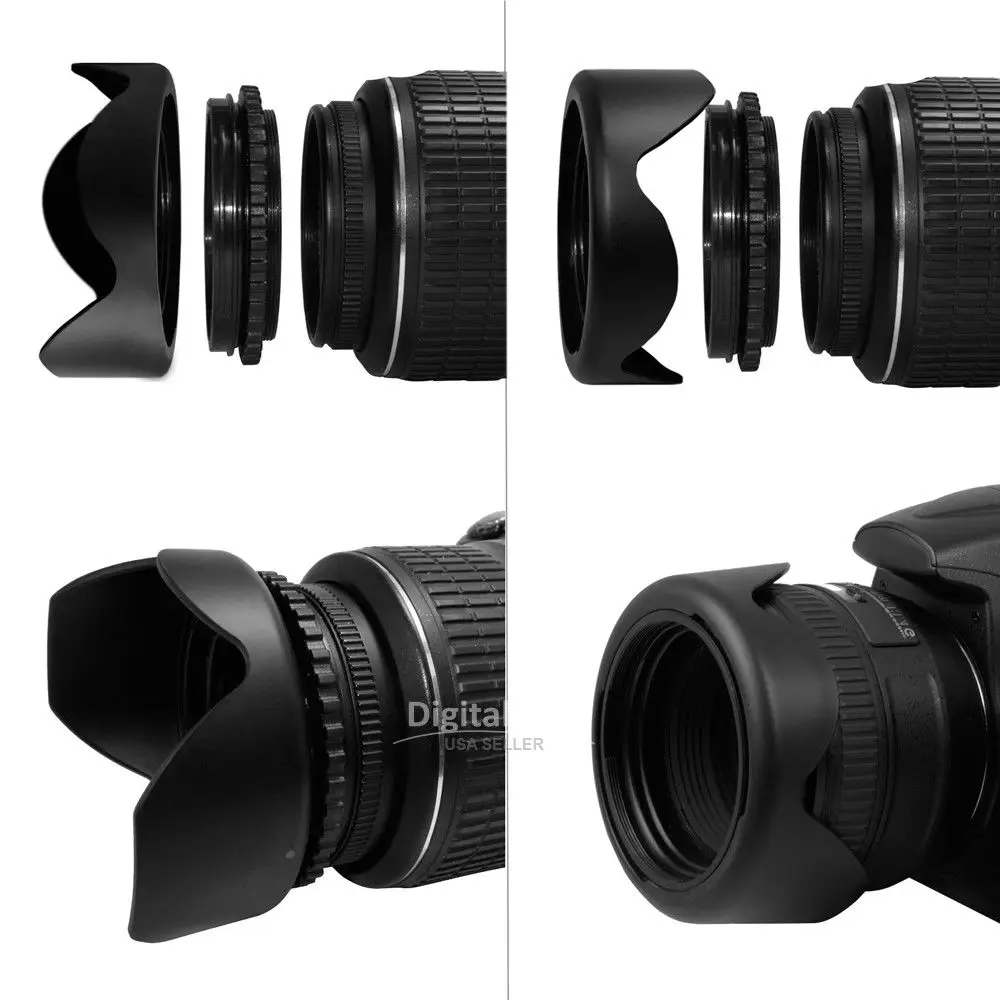 Бленда объектива 58 мм + Резиновая бленда реверсивная УФ фильтр для Canon DSLR 18 55 250 75 300