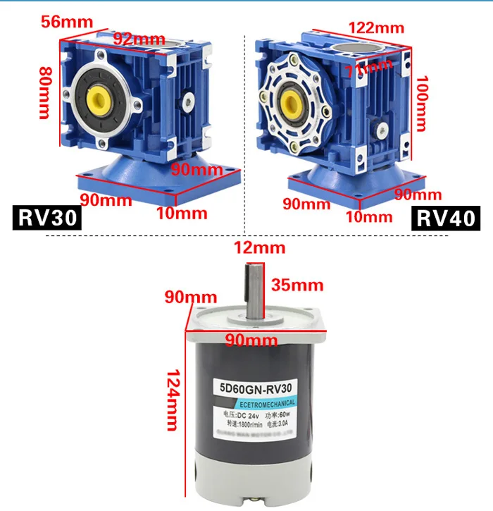 Фото Bringsmart 60 Вт DC мотор RV40 редуктор червячный 12В 24В скорости Двигатель постоянного Bringsmart 60 Вт DC мотор RV40 редуктор червячный 12В 24В скорости Двигатель постоянного