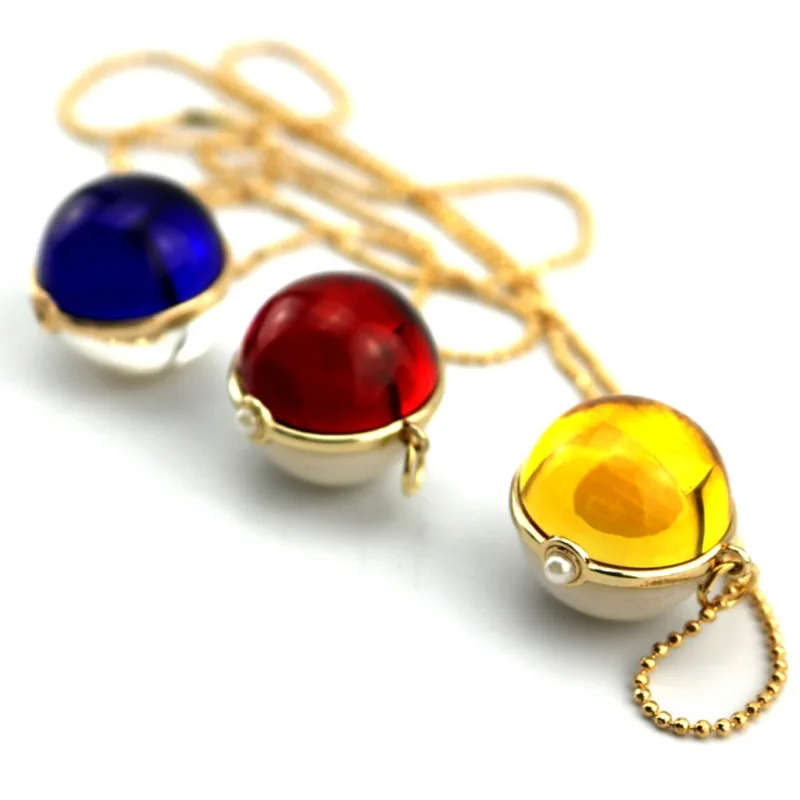 Горячая бижутерия в стиле аниме ожерелье с покеболом стеклянный кристалл