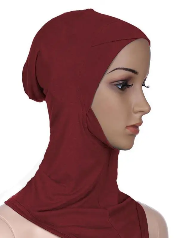 Muslim Women Under Scarf Hat Cap Soft Bone Bonnet Ninja Hijab Islamic Lady Neck Cover Niquabs Ramadan Beanies Amira Middle East - Цвет: Wine Red