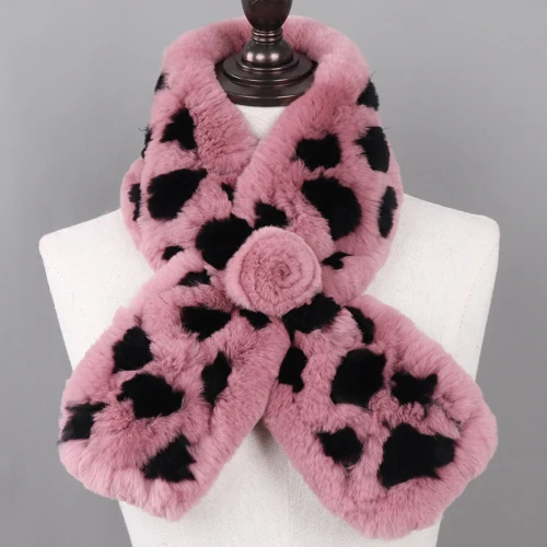 PINK AND BLACK Новинка, Женский вязаный Настоящий мех кролика, шарфы, зима, натуральный мех кролика Рекс, Женский вязаный шарф, шаль - Цвет: PINK AND BLACK