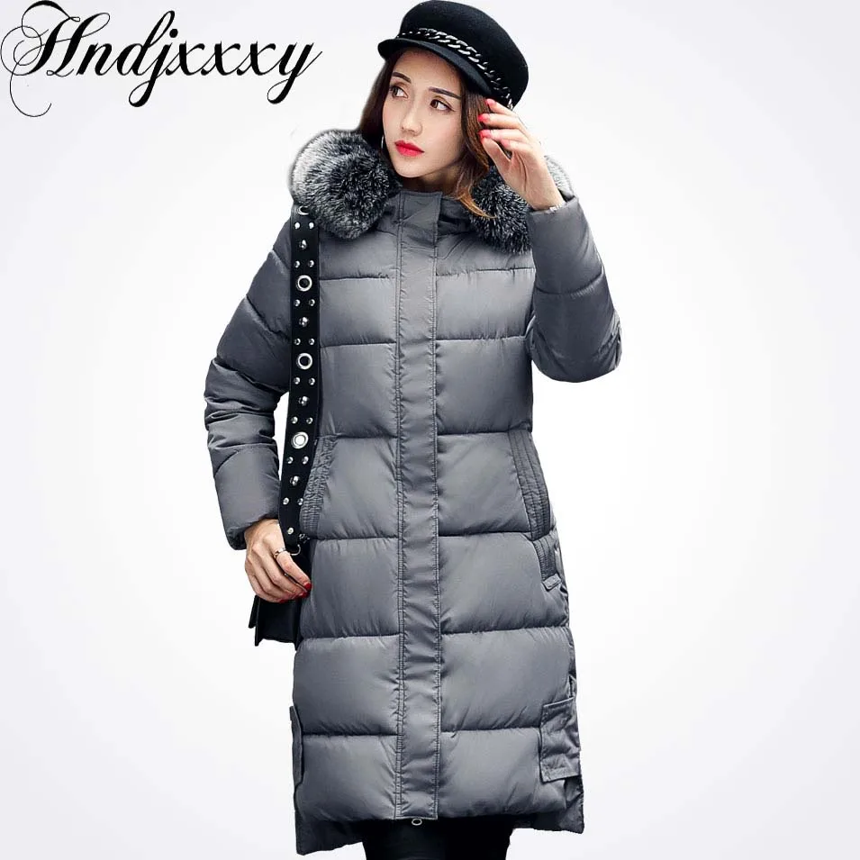 Hndjxxxy Winter Jacket Women 2018 Large Fur Back Print Pattern Coat Casual Outwear | Женская одежда