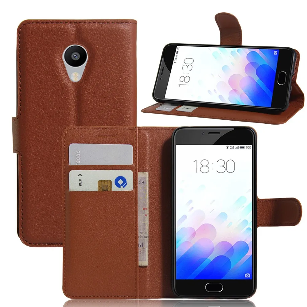 Модный кожаный чехол-кошелек личи из ПУ кожи для Meizu M3S Mini защитный флип-чехол