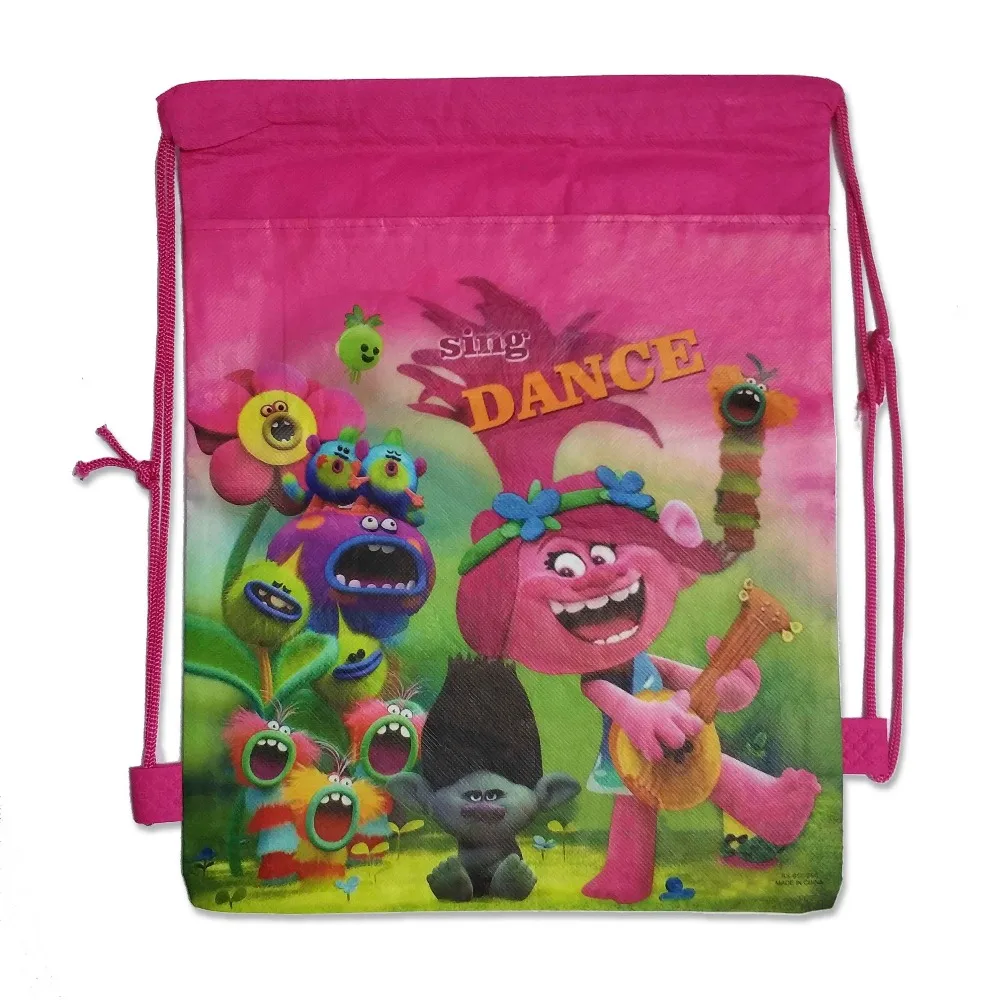 Gift bags Minnie Mickey Moana Trolls non-woven bag fabric backpack child travel school decoration mochila drawstring Cartoon | Дом и сад