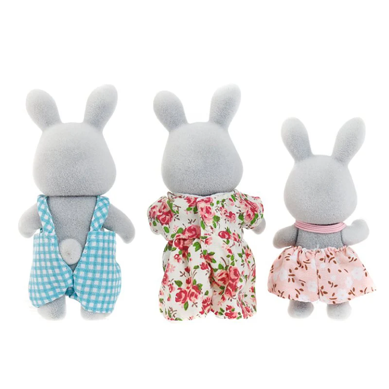 Sylvanian Family Rabbit 3 шт. набор кукольный домик пушистые животные игрушки Фигурки