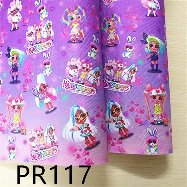 PR117 7,6*12 дюймов мультфильм печати искусственная кожа для DIY аксессуары PR117 - Цвет: PR117