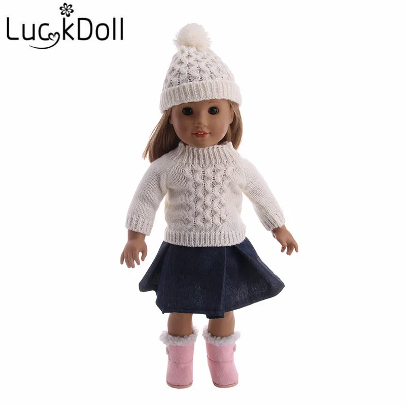 Luckdoll Рождественская Кукла трикотаж+ трусики+ обувь подходит 18 дюймов американские кукольные аксессуары лучший подарок