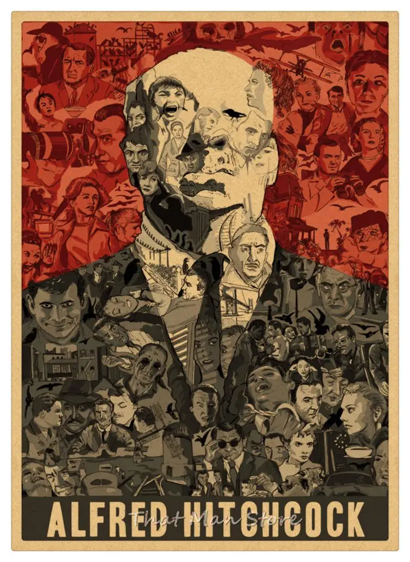 Psycho Notorious North by Northwest Hitchcock домашний интерьер украшения Крафт Фильм Ретро плакат рисунок core наклейки на стену