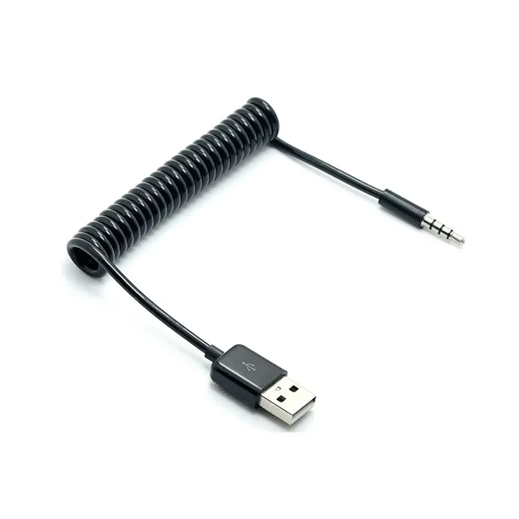 1 м 3 фута Спиральный кабель USB A штекер 5 мм 4 полюсный разъем Премиум Удлинительный
