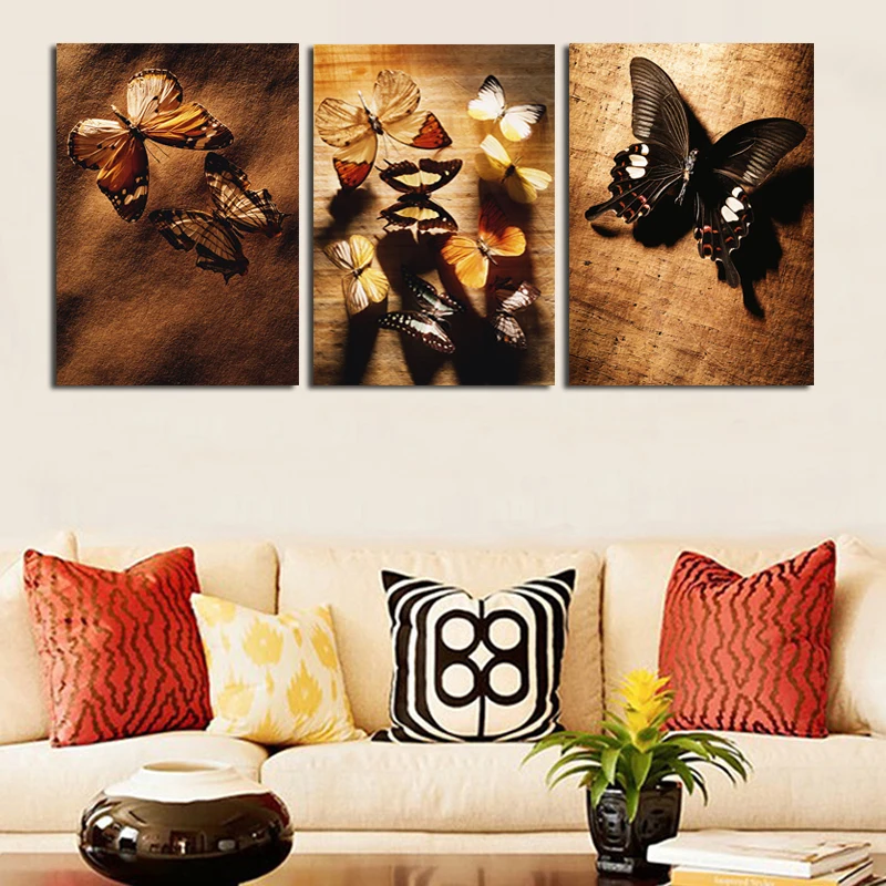 Холст С Рисунком бабочки 3 шт./компл. настенные картины для дома кабинета дивана