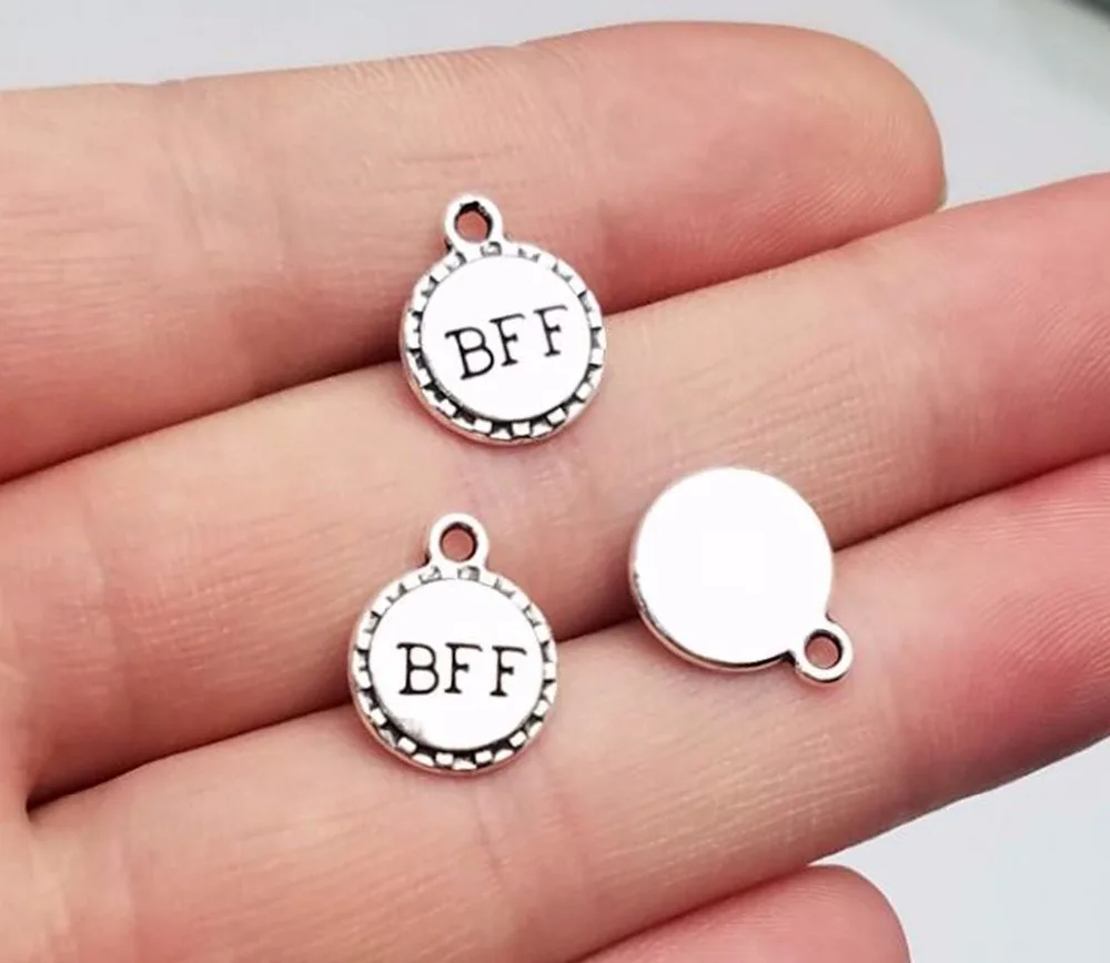 40 шт./лот-11 мм антикварные посеребренные Подвески BFF товары для рукоделия