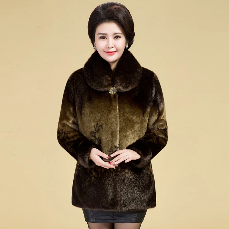Шуба из искусственного меха норки для женщин среднего возраста 2019|fur fur|imitation