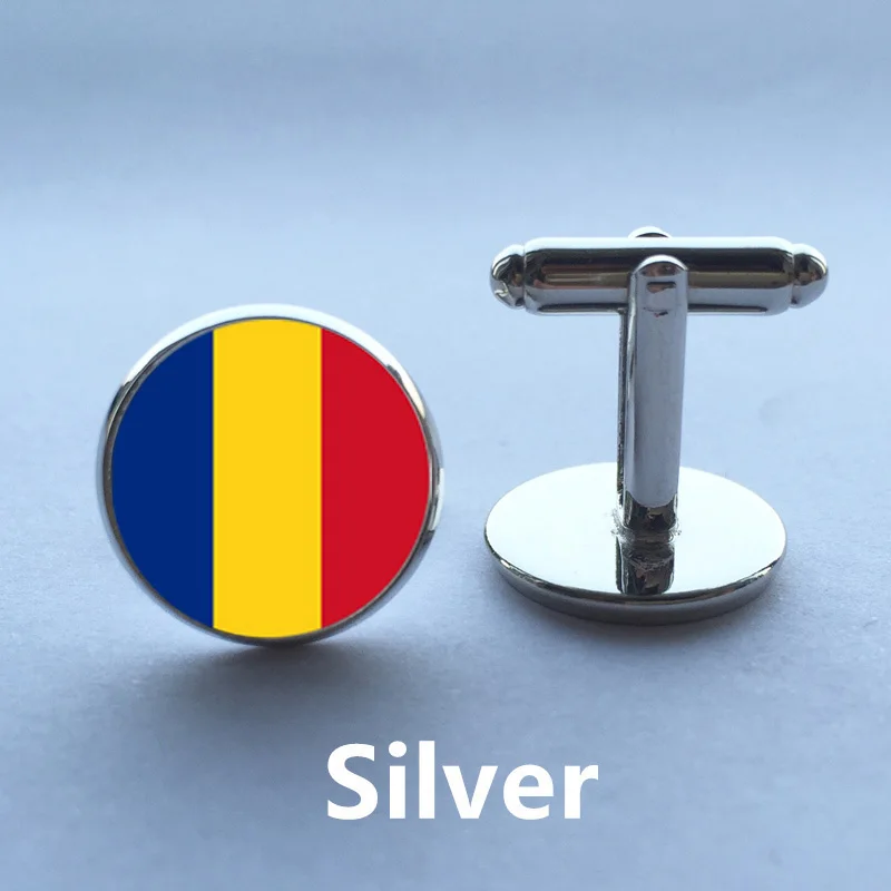 Мужские запонки высококачественные с национальным мировым флагом румынским