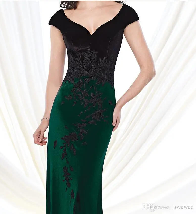 2016 Velvet Sheath Cap sleeves Mother of the Bridal Dreses V-neck with Lace appliques bodice and V-back 215923 Mother's Dresses | Свадьбы