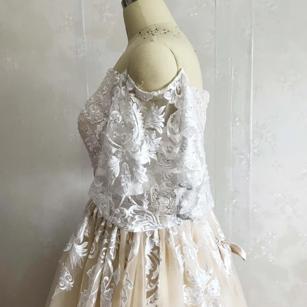 YSF Robe De Mariee простые но элегантные платья до пола с вырезом лодочкой и аппликацией