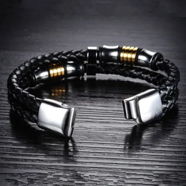 Модные мужские браслеты кожаные из нержавеющей стали и в повседневном стиле |