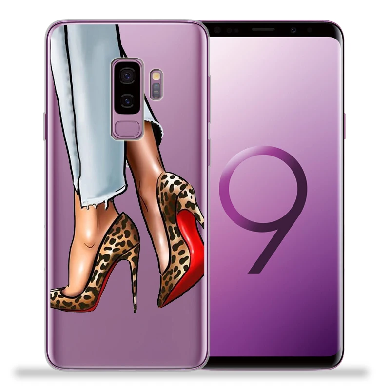 06 Модные женские туфли на высоком каблуке с цветами для samsung Galaxy S9 S8 S10 Plus S7 S6 Edge S10 Lite Note 8 9 Мягкий ТПУ чехол Etui - Цвет: 06
