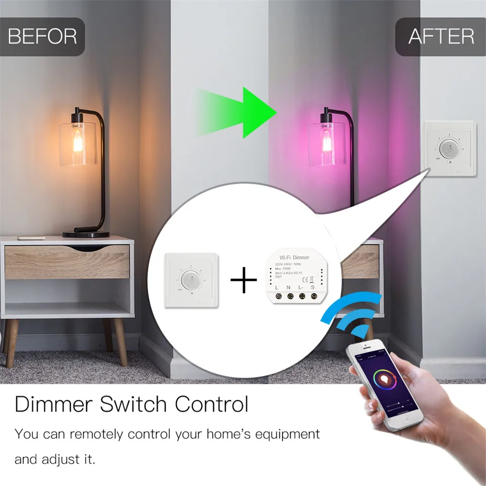 2 способа Wifi умный светильник светодиодный диммер Diy выключатель модуль Smart Life/Tuya APP пульт дистанционного управления, работает с Alexa Echo Google Home
