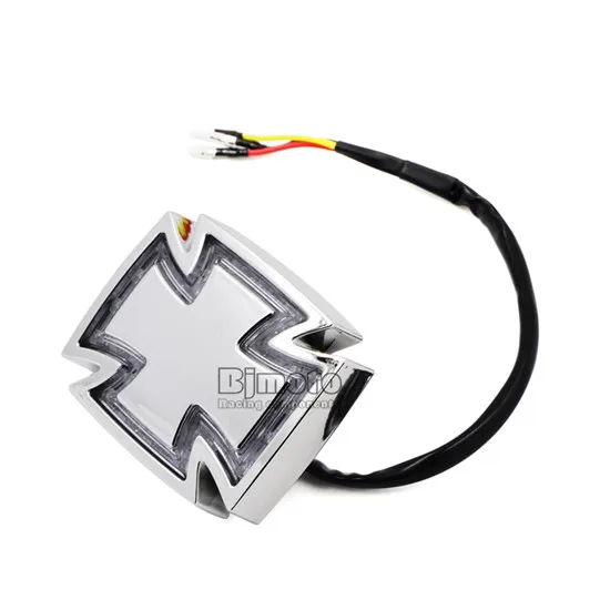 BJMOTO Мотоцикл Chrome Крест 12V 1W светодиодный задний фонарь стоп-сигнал заднего светильник красный свет для Harley Bobber Chopper Dirt Bike ATV Quad - Цвет: Model 4
