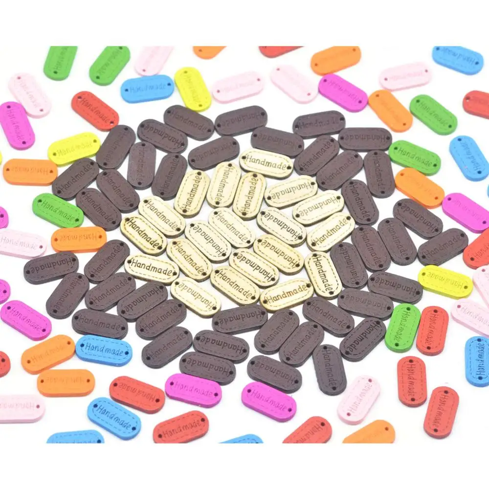 Этикетка ручной работы KALASO 50 шт. деревянные пуговицы для шитья одежды тиснение