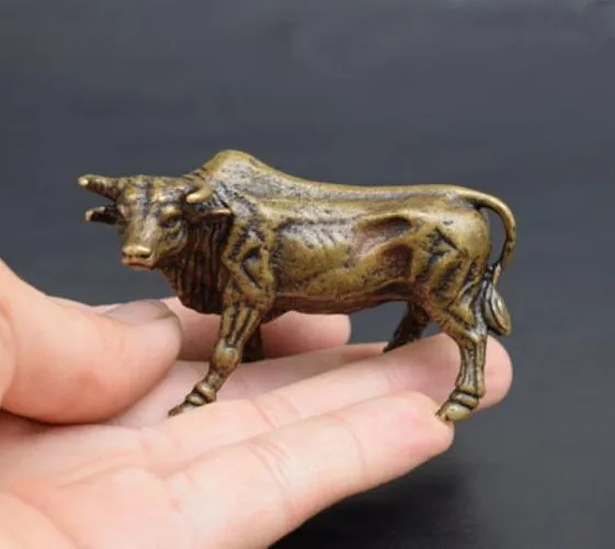 

China's archaize pure brass cow small statue