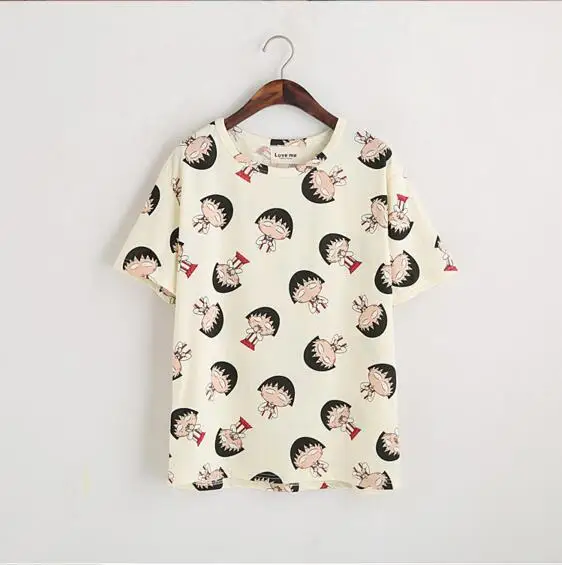 2021 Женская летняя футболка одежда рубашка с круглым вырезом Chibi Маруко-тян