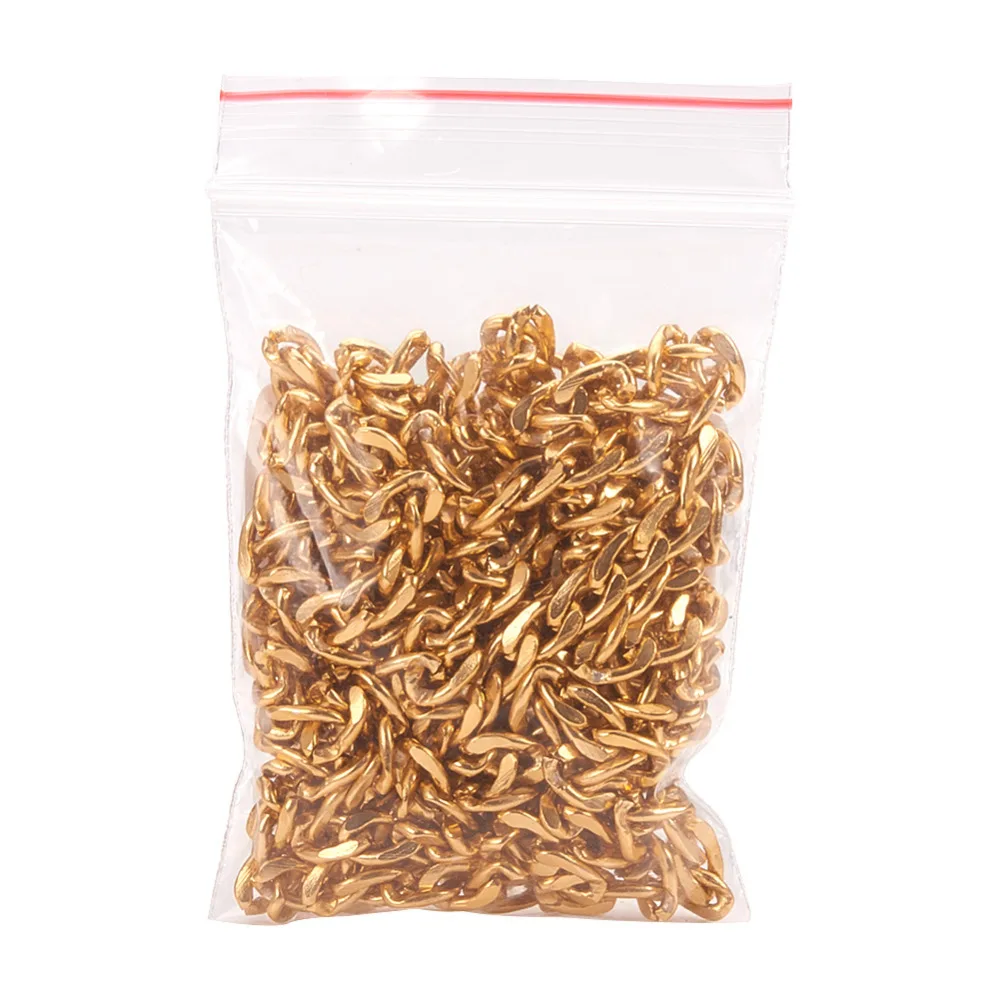 

Jewelry Findings Aluminium Twisted Chains Curb Chains, Oxidated in Gold, Chain:9mm long,5mm wide,1.5mm thick
