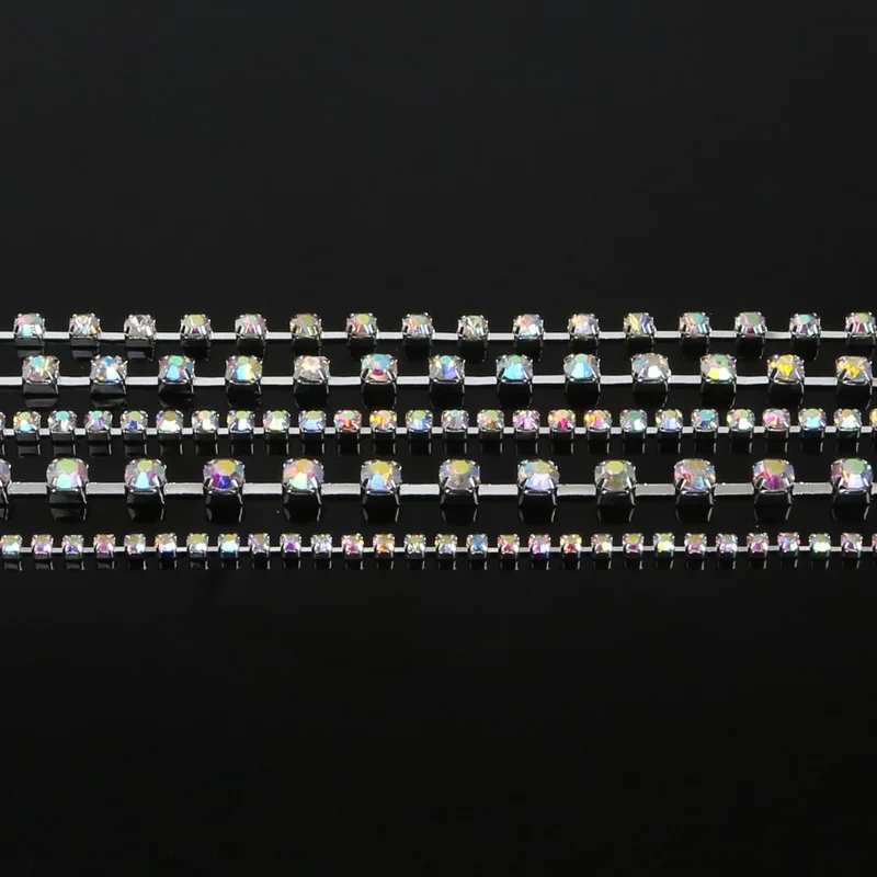 Хит продаж цепочка из горного хрусталя белая AB SS6 SS10 SS12 Серебряная цветная для