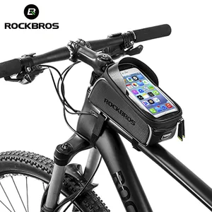 rockbros cycling bag mtb bike bicycle waterproof top tube frame saddle 6 inch touch screen bag phone case bicycle accessories free global shipping