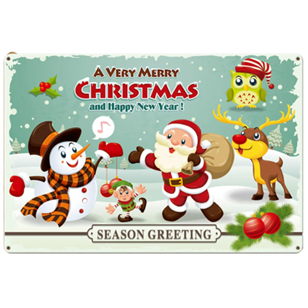 Металлические жестяные плакаты с Санта-Клаусом Рождественское украшение для