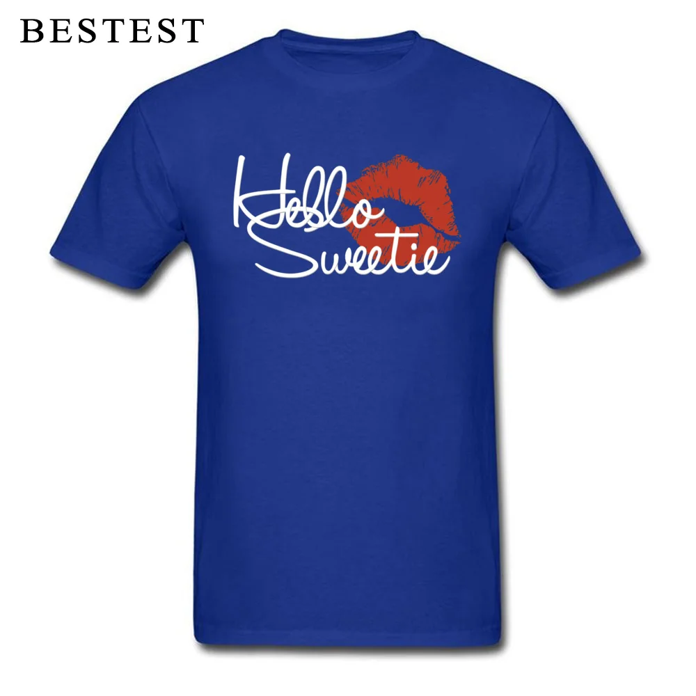 Мужская футболка с надписью Hello Sweet синяя в стиле хип хоп гордыня рокабилли рок н