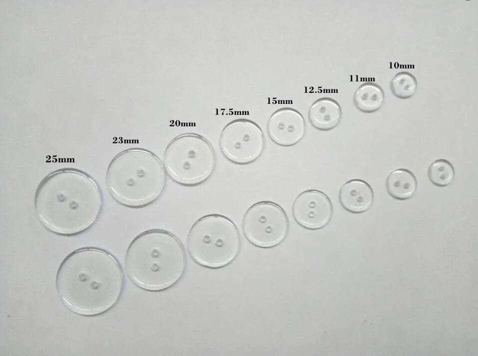 Модные пластиковые прозрачные скрытые пуговицы с двумя отверстиями для шитья 300