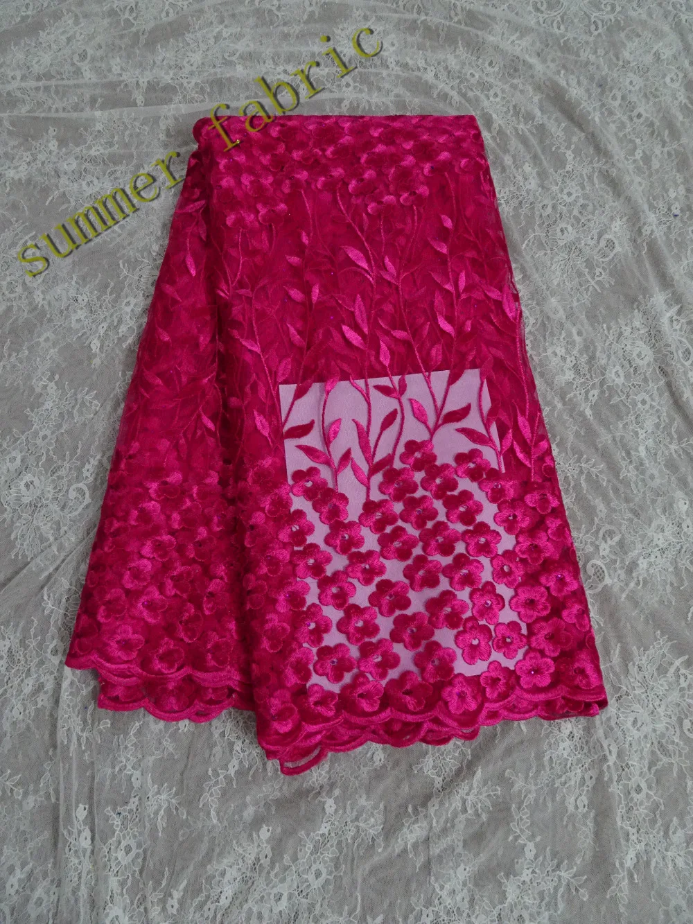 Розового цвета и фуксии в нигерийском стиле чистая Кружево Ткань новейшие