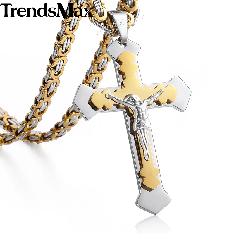 Мужское ожерелье Trendsmax Двухслойное колье из нержавеющей стали византийская