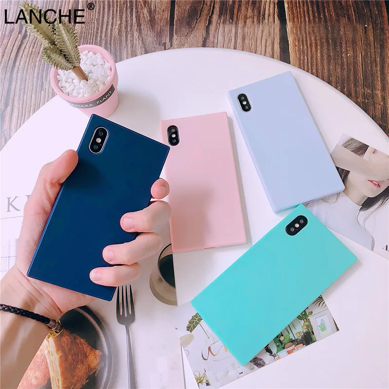 Силиконовый чехол LANCHE Candy для iPhone X 7 8 Plus 6 6s мягкий резиновый квадратный