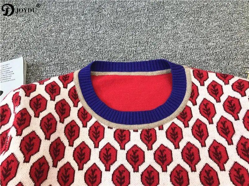 JOYDU Runway Pullover 2018 Spring Preppy Stylish Knit Tops Leaves Jacquard Luxury Chic Vintage Sweater Women Jumper pull femme | Женская