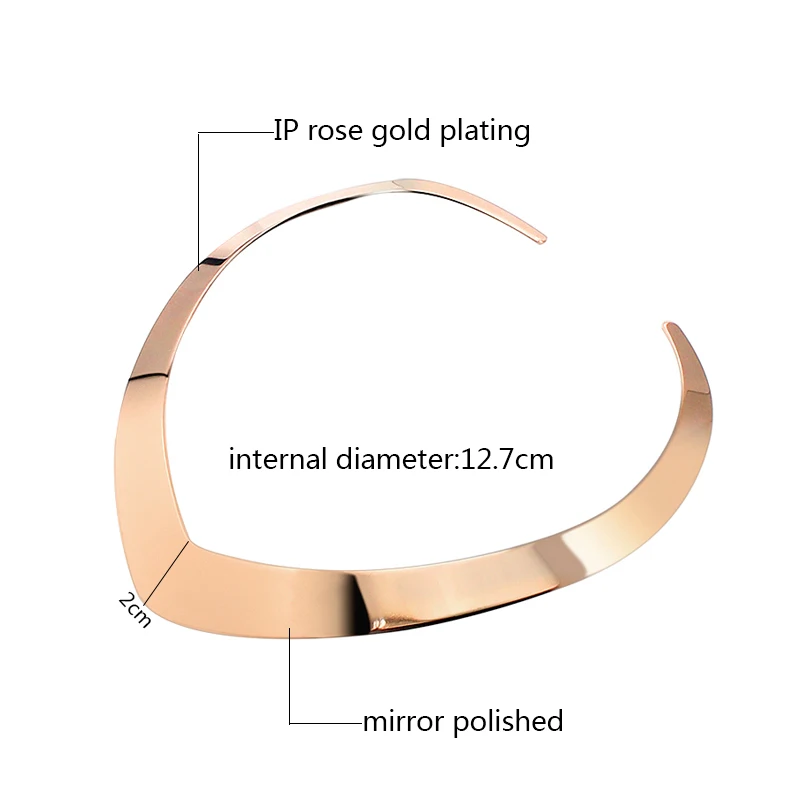 Фото New Design Stainless Steel Yellow Color Nice Heart Shiny Plain Choker Necklace Women Punky Necklace Jewelry European Style №2
