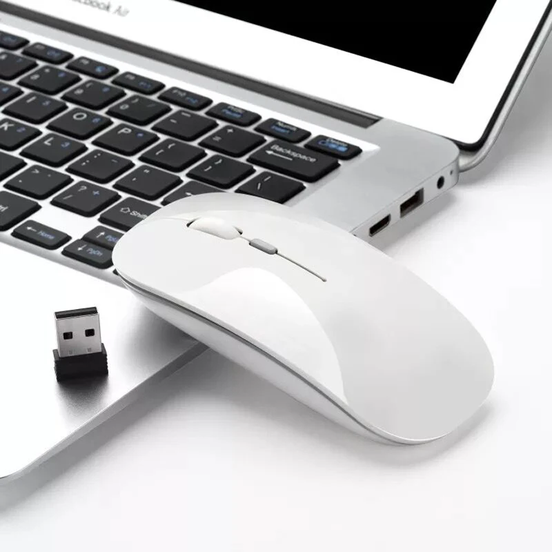 Piano White Перезаряжаемая беспроводная мышь Do Dower с кнопкой USB, оптическая ультратонкая мини-мышь с зарядным кабелем для компьютера и ноутбука - Цвет: Piano White