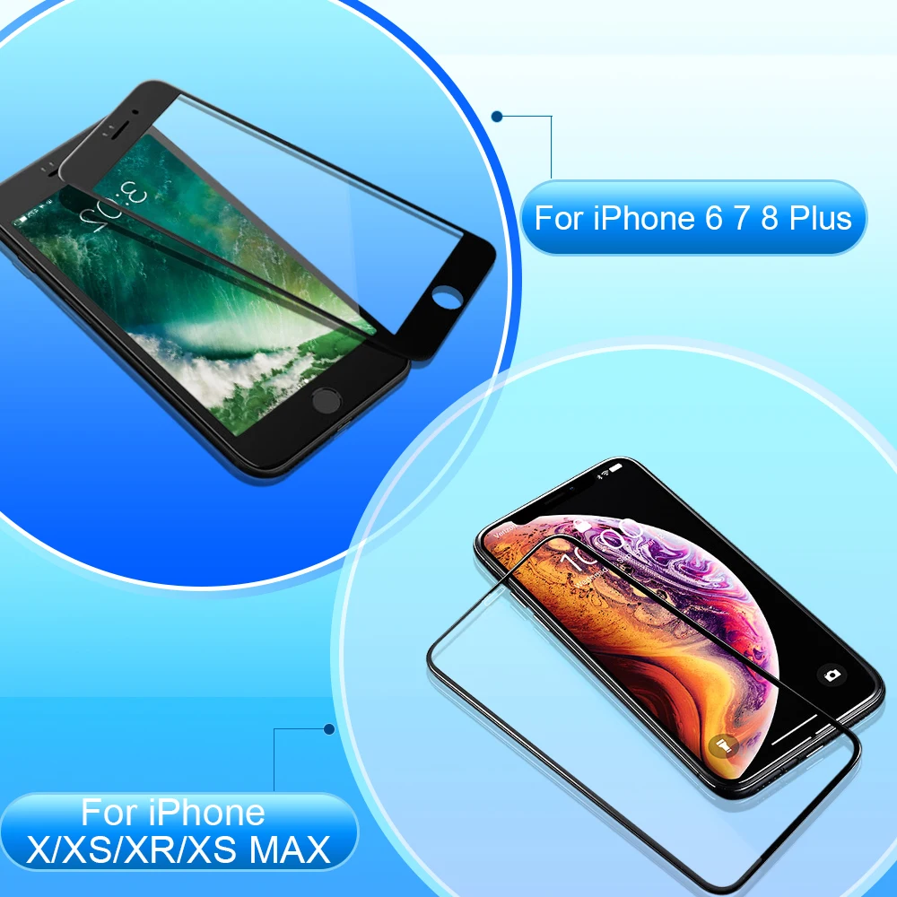Защитное стекло для iPhone X XS Max XR Закаленное Защитная пленка экрана 5D Edge 7 6 S 8 Plus